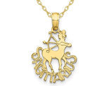 10K Yellow Gold SAGITARIUS Charm Zodiac Astrology Pendant Necklace with Chain